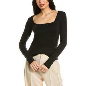 Vince Womens Square Neck T-Shirt, Black